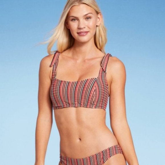 Shade & Shore Other - Shade & Shore Striped Bikini - Red and Black